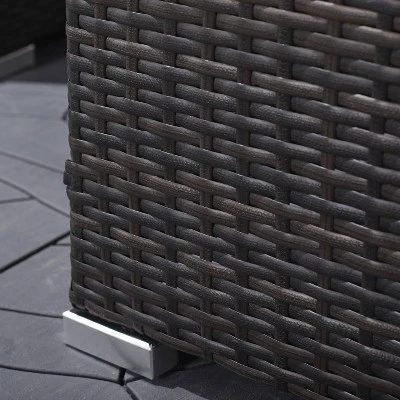 Venice 6pc Classic Outdoor Wicker Sectional Sofa With Seat And Back Cushion - Black - Vifah 7 Venice 6pc Classic Outdoor Wicker Sectional Sofa With Seat And Back Cushion - Black - Vifah - Image 5