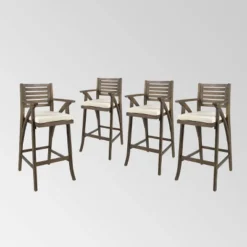 Hermosa 4pk Acacia Wood Patio Barstools - Christopher Knight Home