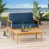 2pc Willowbrook Patio Acacia Wood Loveseat Set With Coffee Table - Teak/Dark Teal - Christopher Knight Home 1 2pc Willowbrook Patio Acacia Wood Loveseat Set With Coffee Table - Teak/Dark Teal - Christopher Knight Home -Sunnydaze Decor Store GUEST ab2bc29d ae8f 42ae 8f83 df1e9efde5ea