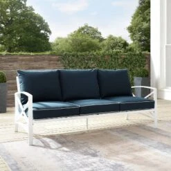 Kaplan Outdoor Metal Sofa White With Navy Cushions - Crosley 17 Kaplan Outdoor Metal Sofa White With Navy Cushions - Crosley -Sunnydaze Decor Store GUEST ab4b4b33 7ca3 47cb 9d20 c2cd1f8d47a6