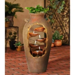 John Timberland Cascade Rustic Asian Planter Urn Outdoor Floor Water Fountain With LED Light 33" For Yard Garden Patio Home Deck Porch Exterior House -Sunnydaze Decor Store GUEST ab6719bd 96eb 4ec6 b550 02d997e9abff