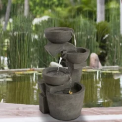 Nature Spring 4-Tiered Bowl Outdoor Water Fountain -Sunnydaze Decor Store GUEST acc965fe 21a5 4674 a2c5 7e56198b2075