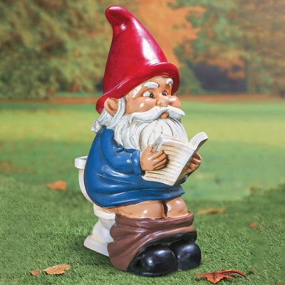 Collections Etc Hand-Painted Garden Gnome On The Throne Lawn Statue 3 Collections Etc Hand-Painted Garden Gnome On The Throne Lawn Statue