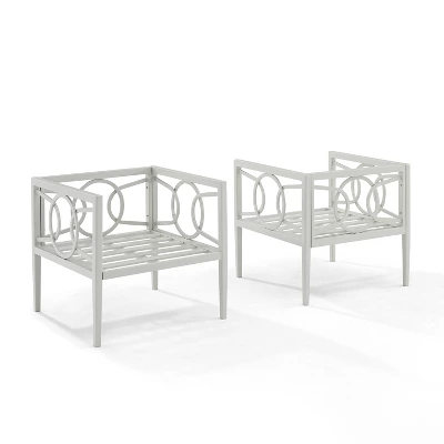 Ashford 2pk Outdoor Metal Arm Chairs - Cream - Crosley 8 Ashford 2pk Outdoor Metal Arm Chairs - Cream - Crosley - Image 6
