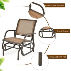 Costway Outdoor Single Swing Glider Rocking Chair Armrest Garden Porch Backyard GreyBrown 17 Costway Outdoor Single Swing Glider Rocking Chair Armrest Garden Porch Backyard GreyBrown -Sunnydaze Decor Store GUEST ad8ba530 9dd5 4e37 91ac a64c7ecbce47