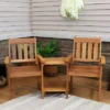 Sunnydaze Decor Sunnydaze Outdoor Meranti Wood With Teak Oil Finish Jack-and-Jill Patio Chairs With Attached Table - Brown -Sunnydaze Decor Store GUEST add65424 476f 4b13 9557 3aa11ef69737