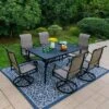 7pc Outdoor Dining Set With With Padded Sling Chairs & Metal Rectangle Table With Umbrella Hole - Captiva Designs -Sunnydaze Decor Store GUEST addf7134 ebb1 4405 8828 5e83b5dbb58b