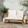 Solano Outdoor Wooden Loveseat With Cushions - White/Teak - Christopher Knight Home -Sunnydaze Decor Store GUEST af836f53 2484 4484 81f3 facd236f7419