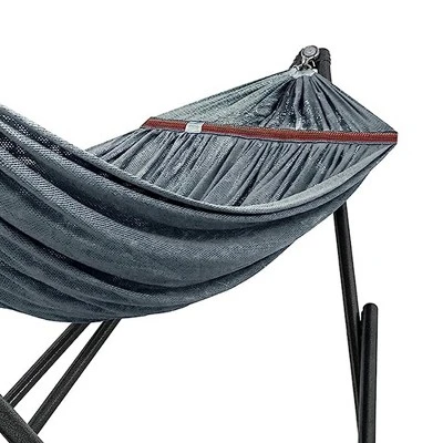 Tranquillo Universal 116 Inch Double Hammock Swing With Adjustable Powder-Coated Steel Stand And Carry Bag For Indoor Or Outdoor Use, Gray 5 Tranquillo Universal 116 Inch Double Hammock Swing With Adjustable Powder-Coated Steel Stand And Carry Bag For Indoor Or Outdoor Use, Gray - Image 3