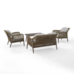 Haven 4pc Outdoor Wicker Conversation Set - Light Gray - Crosley -Sunnydaze Decor Store GUEST afd1c168 07bc 49e0 aeb3 a1be7d39a5f4