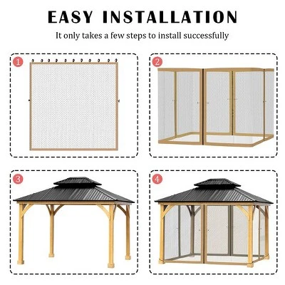 Aoodor Gazebo Netting Screen Replacement Universal 4-Panel Sidewalls 10' X 10' (Only Netting) 7 Aoodor Gazebo Netting Screen Replacement Universal 4-Panel Sidewalls 10' X 10' (Only Netting) - Image 5