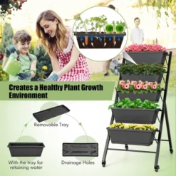 Costway 5-Tier Vertical Raised Garden Bed Elevated Planter With Wheels & Container Boxes Black -Sunnydaze Decor Store GUEST b0f5e9a9 84c7 47c3 bd34 3b087b0d0fe3