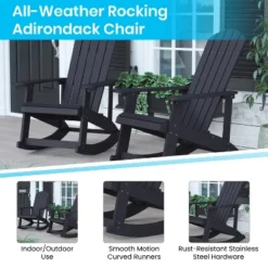 Flash Furniture Set Of 4 Savannah All-Weather Poly Resin Wood Adirondack Rocking Chairs With Side Table -Sunnydaze Decor Store GUEST b10ac1ca 72e0 4a41 9181 c98bfe18817a