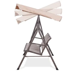 SUGIFT Patio 3 Seats Canopy Swing Glider Porch Swing With Stand-Beige 5 SUGIFT Patio 3 Seats Canopy Swing Glider Porch Swing With Stand-Beige -Sunnydaze Decor Store GUEST b1937a47 6b70 46ba 8fa1 34104273f48a