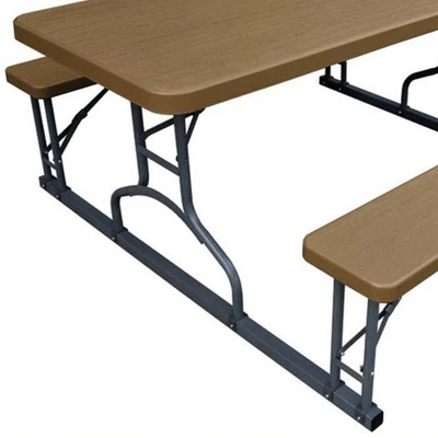 Plastic Development Group 6 Foot Indoor Outdoor Picnic Table With Steel Frame For Parties, Holidays, Weddings, And Crafts, Brown 4 Plastic Development Group 6 Foot Indoor Outdoor Picnic Table With Steel Frame For Parties, Holidays, Weddings, And Crafts, Brown - Image 2