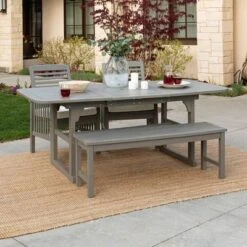 Ravenscroft 4pc Extendable Acacia Wood Outdoor Dining Set - Saracina Home -Sunnydaze Decor Store GUEST b20e0fe7 9276 456a 86ae 1099a38eba59