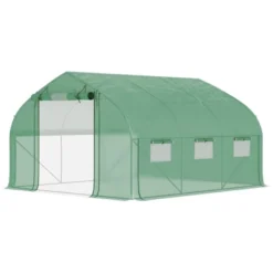 Outsunny Walk-in Tunnel Greenhouse With Zippered Mesh Doors & Roll-up Sidewalls, Upgraded Hot House, Green, 11.5' X 10' X 6.5' -Sunnydaze Decor Store GUEST b24fc6c9 fe4f 4f45 911d a2f3d3b2efee