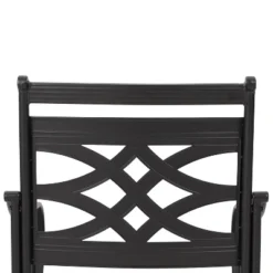 7pc Outdoor Dining Set With 6 Chairs With Seat & Back Cushions & Metal Rectangle Table With Umbrella Hole - Captiva Designs -Sunnydaze Decor Store GUEST b2b22f97 5cb1 4d7f a309 95c07955993d