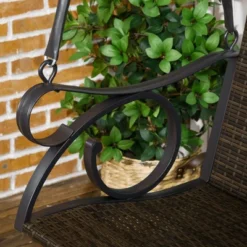 Outsunny PE Wicker Porch Swing, 2-Seater Hanging Swing Bench With Chains, 528 LBS Weight Capacity, Flourishes, Brown -Sunnydaze Decor Store GUEST b2d37583 d2cc 4e8d ac59 b1117eb0ad4f