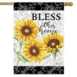 Bless This Home Sunflowers Summer House Flag Floral 28" X 40" Briarwood Lane