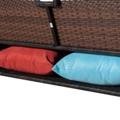 4pc Wicker Patio Sectional Seating Set With Cushions - Brown/Blue - GODEER 26 4pc Wicker Patio Sectional Seating Set With Cushions - Brown/Blue - GODEER -Sunnydaze Decor Store GUEST b2fe6274 be22 472f 85cd 5a45903c7b3a