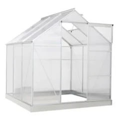Outsunny Polycarbonate Greenhouse With Aluminum Frame, Walk-in Garden Greenhouse Kit With Adjustable Roof Vent, Rain Gutter And Sliding Door For Winter, Silver -Sunnydaze Decor Store GUEST b40be38b f511 45c5 b9a3 2b28ecd40763