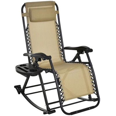 Outsunny Zero Gravity Reclining Rocking Chair, Lounge Rocker, Folding, Pillow, Side Tray, Cup And Phone Holder 11 Outsunny Zero Gravity Reclining Rocking Chair, Lounge Rocker, Folding, Pillow, Side Tray, Cup And Phone Holder - Image 9