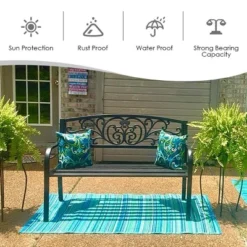 Costway 50'' Patio Park Garden Bench Porch Chair Steel Frame Cast Iron Backrest -Sunnydaze Decor Store GUEST b4d21fd5 8a87 49b2 bb21 f39a423a99c0