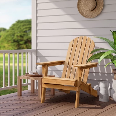 Yaheetech Folding Adirondack Chair Solid Wood Garden Chair Weather Resistant, Brown 3 Yaheetech Folding Adirondack Chair Solid Wood Garden Chair Weather Resistant, Brown