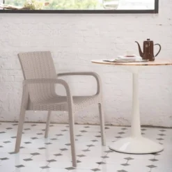 Koppla 2pk Stackable Rattan Outdoor Arm Chairs - Lagoon -Sunnydaze Decor Store GUEST b4ffb4b6 98cc 4e89 941b a8bec4b1dac7