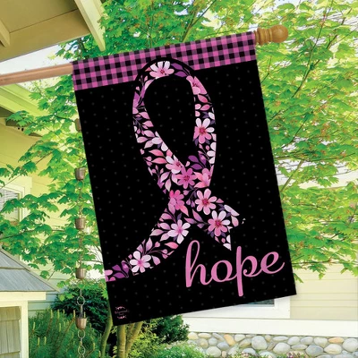 Hope Ribbon Floral House Flag Breast Cancer Awareness 28" X 40" Briarwood Lane 4 Hope Ribbon Floral House Flag Breast Cancer Awareness 28" X 40" Briarwood Lane - Image 2