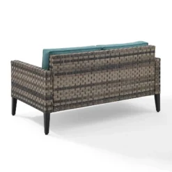 Prescott Outdoor Wicker Loveseat - Blue/Brown- Crosley 17 Prescott Outdoor Wicker Loveseat - Blue/Brown- Crosley -Sunnydaze Decor Store GUEST b6292e28 1a76 488d 8cb4 112173952184