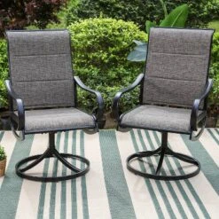 Patio Set With Steel Table With 1.57" Umbrella Hole & Steel Swivel Sling Arm Chairs - Captiva Designs -Sunnydaze Decor Store GUEST b661f209 8e62 42d0 a960 a8bddabf7e11