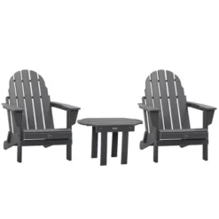 Outsunny 3 Piece Adirondack Chair Set Of 2, HDPE Folding Fire Pit Chairs And Patio Table, Outdoor Furniture With Slatted Seat, Dark Gray -Sunnydaze Decor Store GUEST b79ef66d dd8a 4cbb adfc 2ff04b9edf0c