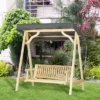 Outsunny Wooden Porch Swing, 2-Seater Outdoor Wood Loveseat Bench With Hanging Chains, Adjustable Canopy, A-Frame Base For Patio, Yard, Garden, Gray -Sunnydaze Decor Store GUEST b7dd42cd 2cd7 4aa2 8205 8e93d970fb99