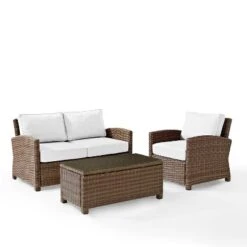 Bradenton 3pc Outdoor Conversation Set With Loveseat & Armchair With Coffee Table - Crosley -Sunnydaze Decor Store GUEST b809dfe3 dfa6 4851 8d36 5183fd95848d