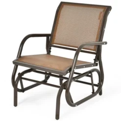 Costway Outdoor Single Swing Glider Rocking Chair Armrest Garden Porch Backyard GreyBrown 19 Costway Outdoor Single Swing Glider Rocking Chair Armrest Garden Porch Backyard GreyBrown -Sunnydaze Decor Store GUEST b8c4d6c3 ac58 452f 8191 d9f7cbb901f3
