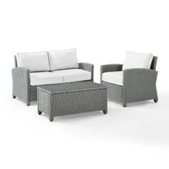 Bradenton 3pc Outdoor Conversation Set With Loveseat & Armchair With Coffee Table - Crosley -Sunnydaze Decor Store GUEST b8f1f374 f369 446d b9c7 9135c9078e6c