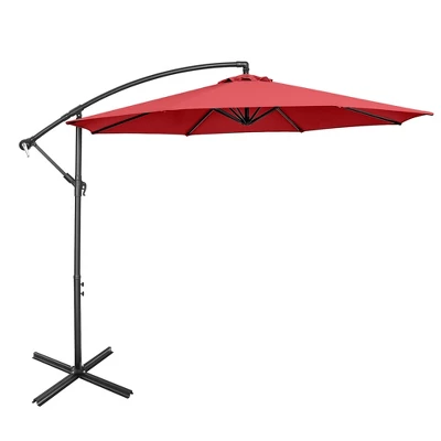 Costway 10 FT Patio Offset Umbrella W/8 Ribs Cross Base Tilt 16 Costway 10 FT Patio Offset Umbrella W/8 Ribs Cross Base Tilt - Image 14