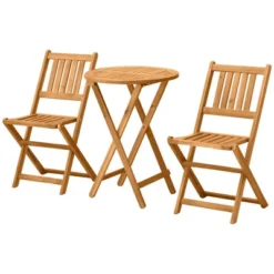 Outsunny Bistro Table And Chairs Set Of 2, Acacia Wood Patio Table, Wooden Folding Chairs, Varnished, 3 Piece Outdoor Furniture Set, Slatted, Teak -Sunnydaze Decor Store GUEST b933224b 21f4 4aa7 b6fc 8cbac0c58552