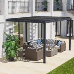 Aoodor Outdoor Louvered Pergola Adjustable Louvered Sloping Roof Wall-Mounted Pergola 20 Aoodor Outdoor Louvered Pergola Adjustable Louvered Sloping Roof Wall-Mounted Pergola -Sunnydaze Decor Store GUEST b953dcee 8449 414a 8394 ad0bb6c24a89