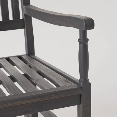 Arcadia Acacia Wood Rocking Chair Dark Gray - Christopher Knight Home 5 Arcadia Acacia Wood Rocking Chair Dark Gray - Christopher Knight Home - Image 3