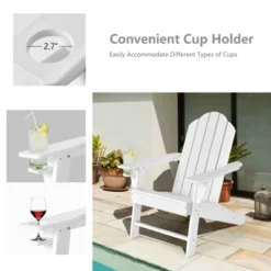 Tangkula Patio 2PCS Adirondack Chair Side Table Set Outdoor Chair Set With End Table Weather Resistant Cup Holder For Backyard Garden White 12 Tangkula Patio 2PCS Adirondack Chair Side Table Set Outdoor Chair Set With End Table Weather Resistant Cup Holder For Backyard Garden White -Sunnydaze Decor Store GUEST b9b227ca 870c 4e27 aff9 1c5f9824a18b