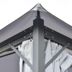Outsunny 13' X 10' Outdoor Patio Gazebo Soft Top Canopy With PA Coated Polyester Roof, Steel/Aluminum Frame, Curtains & Netting Sidewalls, Gray -Sunnydaze Decor Store GUEST b9c4849e 9633 4376 8069 d7d0e1a6459a