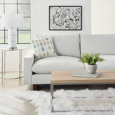 18"x18" Reversible Indoor/Outdoor Leaves And Chevron Print Square Throw Pillow - Mina Victory 4 18"x18" Reversible Indoor/Outdoor Leaves And Chevron Print Square Throw Pillow - Mina Victory - Image 2