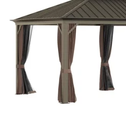 Outsunny Patio Gazebo 12' X 20', Netting & Curtains, 2 Tier Double Vented Steel Roof, Hardtop, Ceiling Hooks, Rust Proof Aluminum, Brown -Sunnydaze Decor Store GUEST b9ffe46e 7adc 463c 9383 3a4d63f88bf3