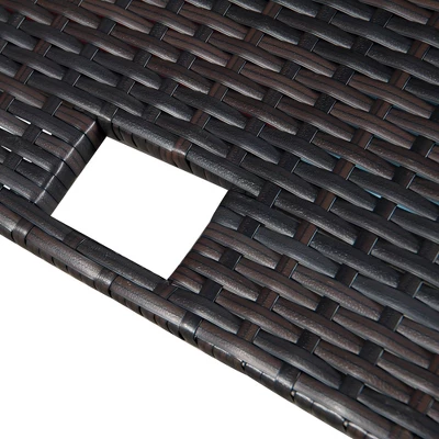 4pc Wicker Patio Sectional Seating Set With Cushions - Brown/Blue - GODEER 8 4pc Wicker Patio Sectional Seating Set With Cushions - Brown/Blue - GODEER - Image 6