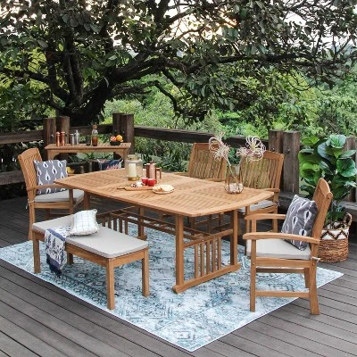Cambridge Casual 6pc Auburn Teak Outdoor Patio Dining Furniture Set With Cushion 8 Cambridge Casual 6pc Auburn Teak Outdoor Patio Dining Furniture Set With Cushion - Image 6