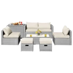 Tangkula 8 Pieces All-Weather PE Rattan Patio Furniture Set Outdoor Space-Saving Sectional Sofa Set With Storage Box -Sunnydaze Decor Store GUEST ba7b0ad9 618b 4f6e b1c5 d36368a25bca