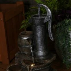 Sunnydaze Decor Sunnydaze 23"H Electric Polyresin Cozy Farmhouse Pump And Tiered Barrels Outdoor Water Fountain With LED Lights -Sunnydaze Decor Store GUEST bb038f82 49e5 44bd 8e11 959e6cbdbdb5